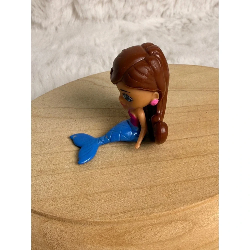 Splashings Miniature Mermaid Doll Brown Hair Blue Removable Tail Pink Top Toy